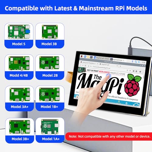 Image of 4.3 Inch Touchscreen Monitor for Raspberry Pi 5 /4 /3 /B+ /A+, 800x480 Pixel IPS Display Touch Capacitive Screen, Driver-Free DSI Port