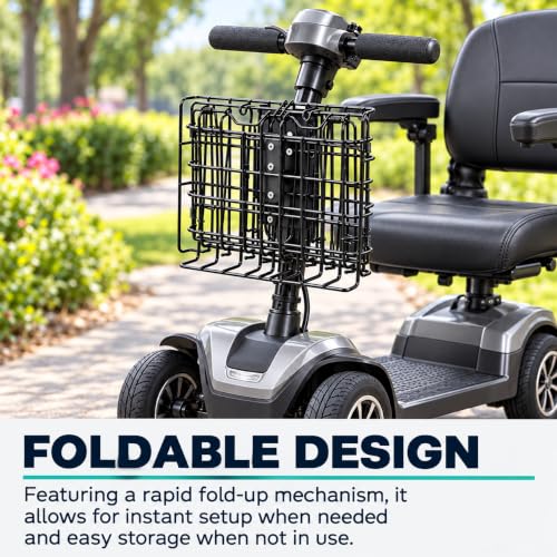 YIBEICO Foldable Front Basket for Mobility Scooters