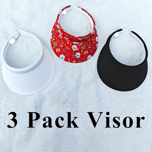 Image of 3 Pack Sports Sun Visor Hat Women Men Adjustable Clip On Visors Outdoor Golf Beach Cap