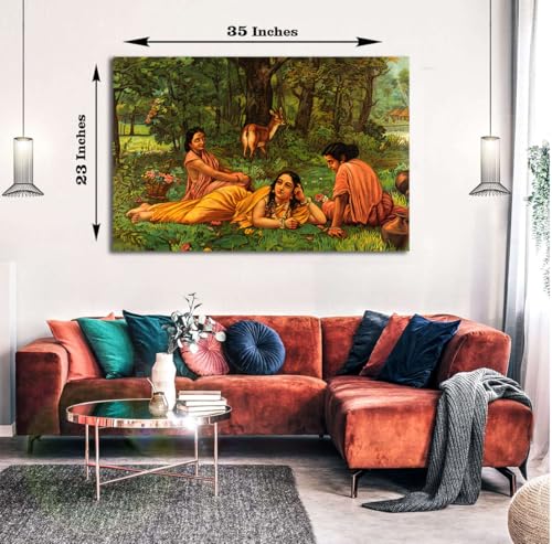 Image of Sikhash Raja Ravi Varma Canvas Art /Classic Printing Art /Unframed Famous Indian Design /Shakuntala Patralekhan Art for Wall Decor, Bedroom, Living Room, Home, Office 320 GSM (35x23 inches)