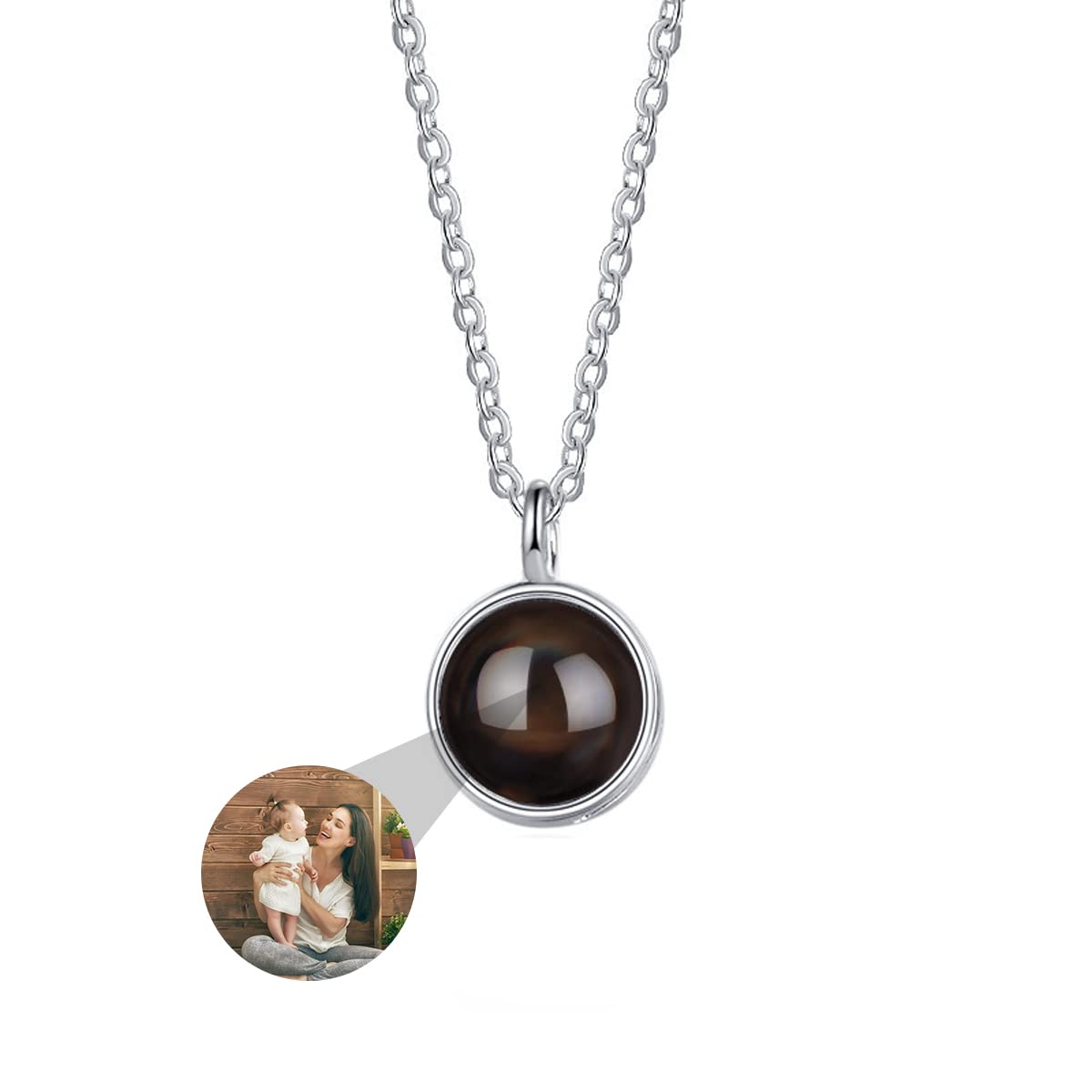 Personalized custom photo I Love You Necklace 100 Languages 925 Sterling Silver Photo Projection Necklace with Picture Inside Anniversary Mothers Day