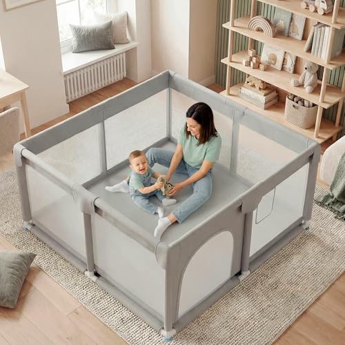 JUPPLIES Box Bambini 120×120 cm – Recinto Gioco per Neonato 6-24 Mesi, Rete...