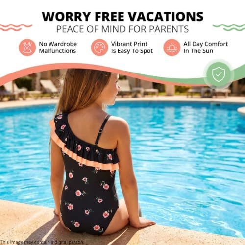 Image of Kanu Surf Girls Morgan Floral Ruffle 1-Shoulder 1-piece Swimsuit