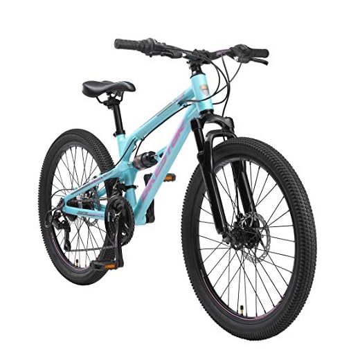 BIKESTAR Bicicleta de montaña de Aluminio Suspensión Doble Bicicleta Juvenil 24 Pulgadas de 9 años | Cambio Shimano de 21 velocidades, Freno de Disco | niños Bicicleta | Azul