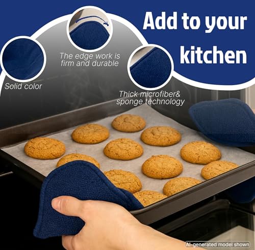 Set de 2 Porta Bowls Microwavables de Poliéster Azul Oscuro miniatura 4