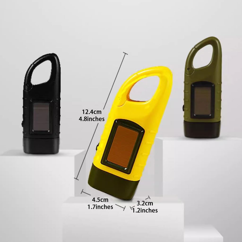 Luce di Emergenza All'aperto 4 Pezzi Torcia Elettrica A Manovella, Torcia Elettrica di Emergenza A Manovella, Torcia Elettrica Manuale Impermeabile, Alimentata Ad Energia Solare(Yellow Color)