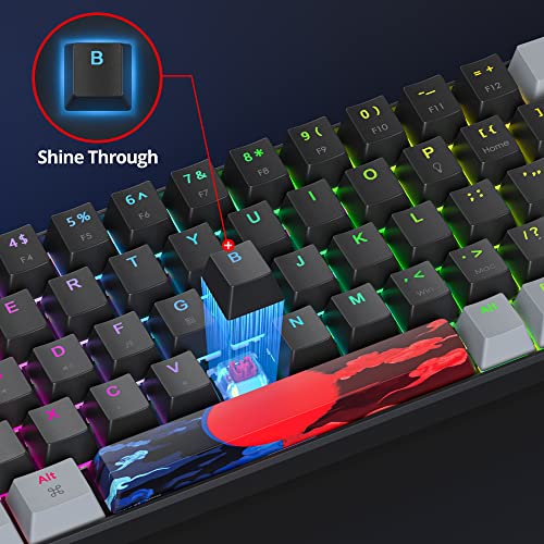 Image of 65% Mechanical Keyboard 68-Key Wired Gaming Keyboard with Red Switch RGB Lighting Effect PBT Keycaps Ultra-Compact Mini Keyboard Suitable for Win /Mac(68 Dark)