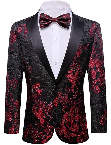 Image of Barry. Wang Men's Sport Coats & Blazers Flower Suit Jacket 1 Button Paisley Tuxedo Mardi Gras Carnival Parade Gift