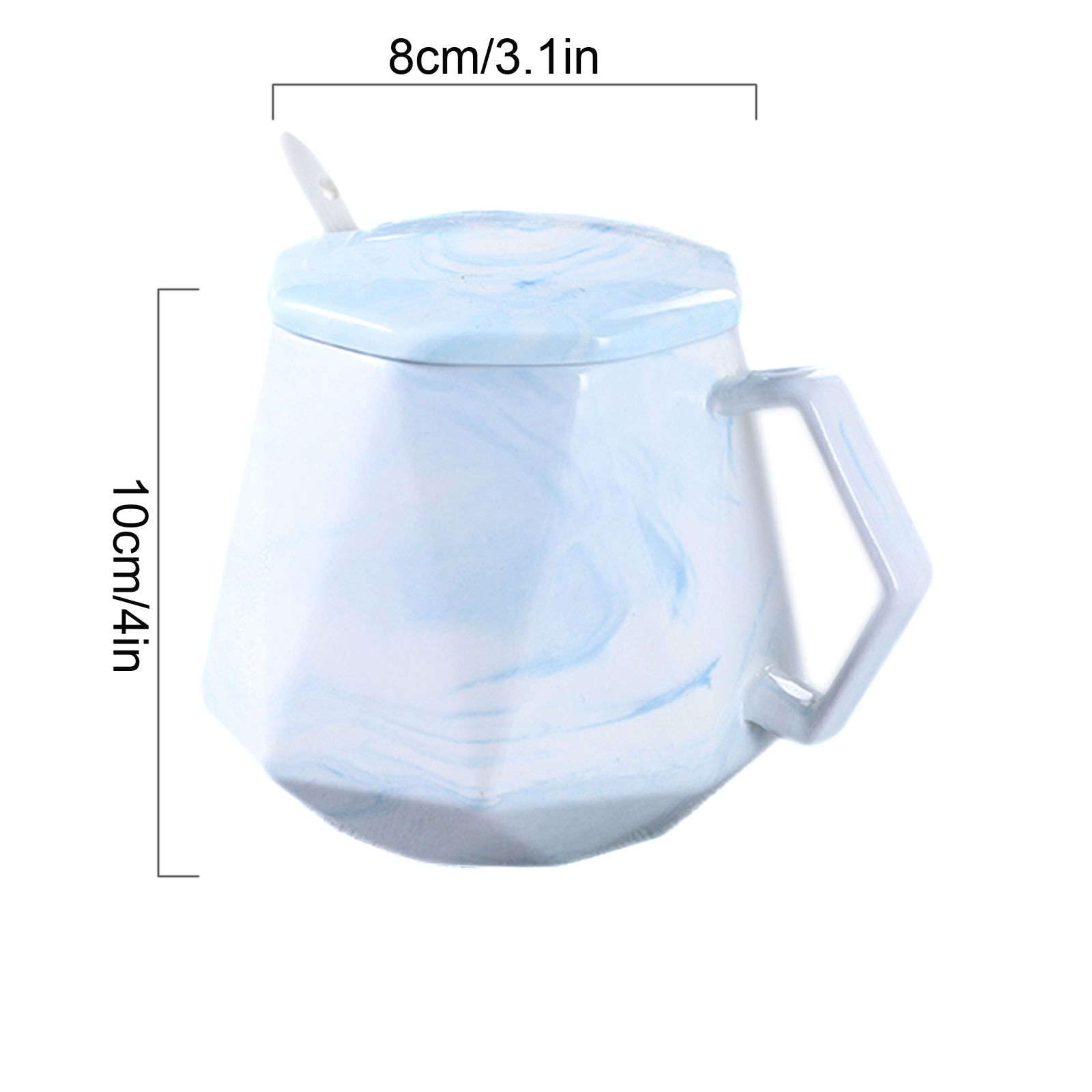 YHNNH, Pots à épices, sucrier en forme de tasse avec couvercle, pot de rangement, sucrier en porcelaine avec cuillère, pot à sel,(White)