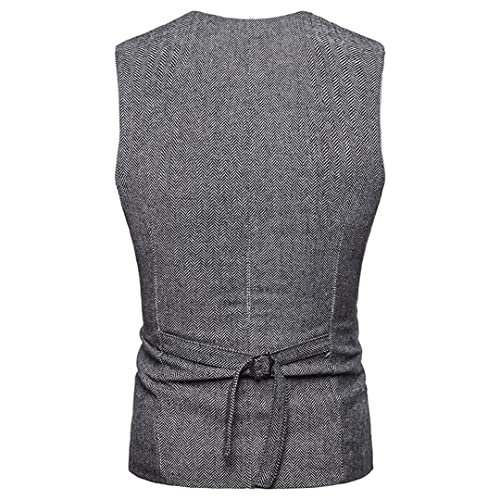 Mens Herringbone Tweed Vest Formal Business Casual Slim Fit Vest for Men Retro British Style3