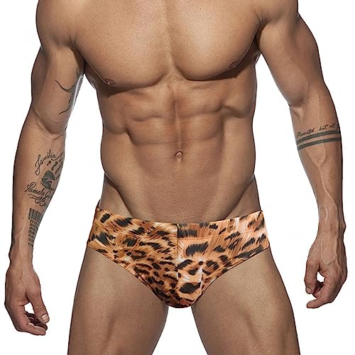 UXH Men's Swimwear Men Sexy Swim Briefs Leaves Swimsuits Swim Briefs Bikini Board Surf Shorts