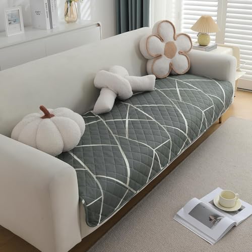 Image of HOKIPO Printed Waterproof + Anti-Slip + Quick Dry Sofa Seat Mats, Abstract Geometric Shadow Grey - Length 110cm (NEW-AR-5230-P2)