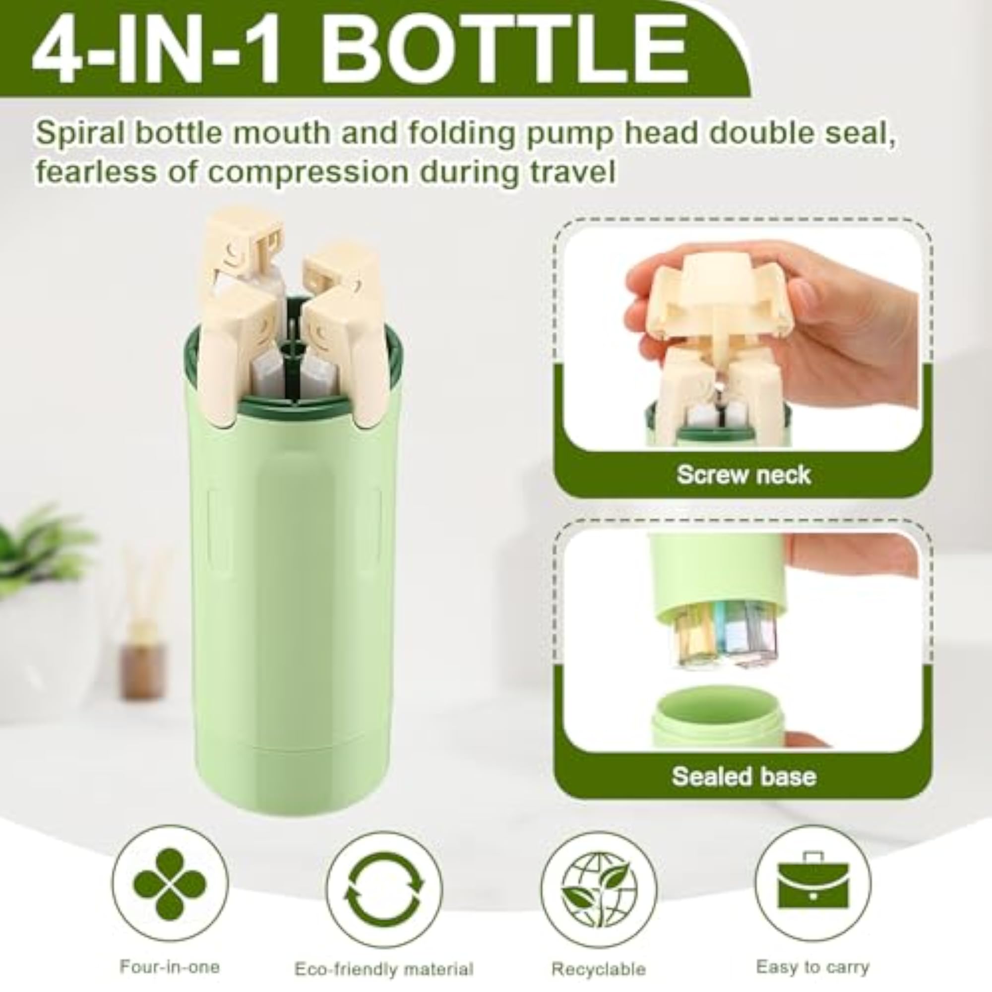 4 in 1 Travel Dispenser, Green, Portable Organizer