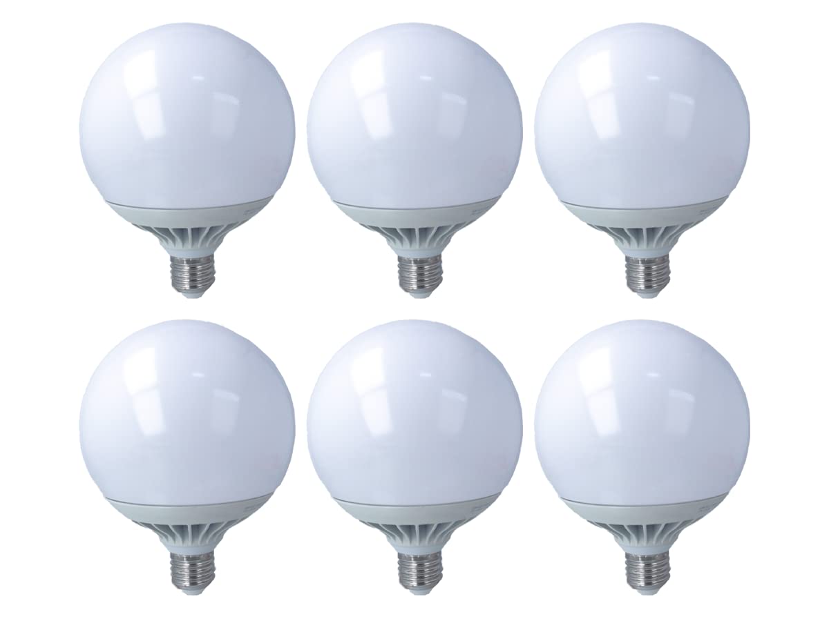 6 PCS Lampada Led E27 Globo G130 24W 220V, Bianco Freddo 6500K, 24W=200W 2650LM, Diametro 130mm Lunghezza 166mm