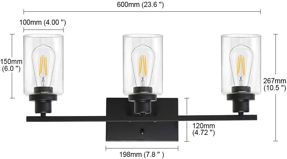 Black Friday - 70% OFF Banato Lighting 3-Light Bathroom Vanity Light 23.6 Inch Length Matte Black Finish, Industrial Wall Light Fixture with Clear Glass Shade Vintage Wall Lamp for Powder Room Bedroom Hallway 🛒 Crazy Deals Banato Lighting 3-Light Bathroom Vanity Light 23.6 Inch Length Matte Black Finish, Industrial Wall Light Fixture with Clear Glass Shade Vintage Wall Lamp for Powder Room Bedroom Hallway
