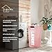 SweetMemo Large Laundry Basket Collapsible，Freestanding Clothes Hamper Bag with Handles – Tall Folding Dirty Laundry Bin，Sturdy Laundry Sorter for College Dorm，Laundry Room – 95L (Pink)