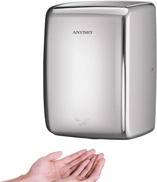 anydry 2803D Listed Mini Automatic Electric Hand Dryer, Hand Dryer For Toilets Commercial,Space-Saving.Polished Stainless Steel Housing.
