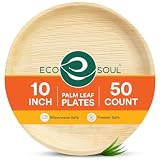 ECO SOUL Palm Leaf Like Bamboo Plates, 10 Inch...