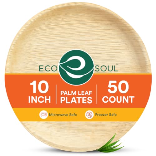 ECO SOUL Palm Leaf Like Bamboo Plates, 10 Inch...