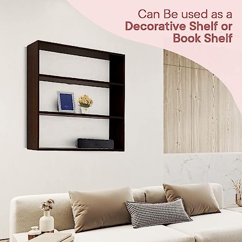 Image of Kuber Industries Kitchen Wall Shelf|Wooden Handicraft Wall Mounted 3 Shelves for Kitchen|Multipurpose Storage Wall Shelf,30 inchX30 inch (Brown)