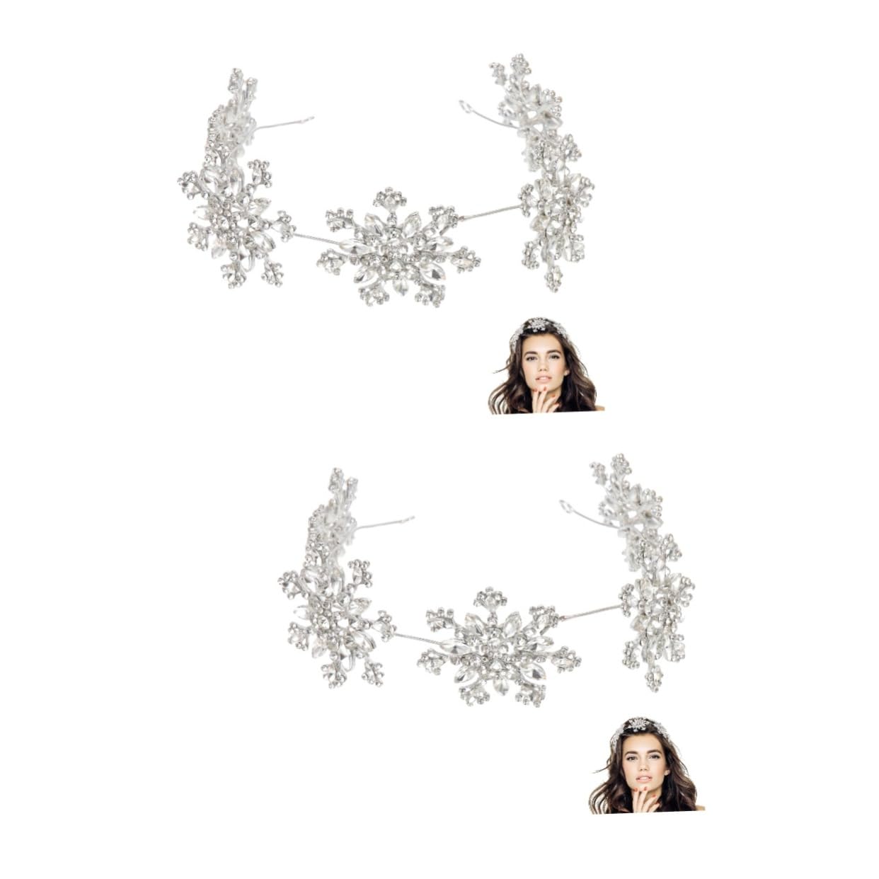 FRCOLOR 2 Piezas De Diamantes De Imitación De Nieve Diadema Chica Diademas Brillante Diamantes De Imitación Para Niñas De Nieve Tocado Mujer Moda s Tocado