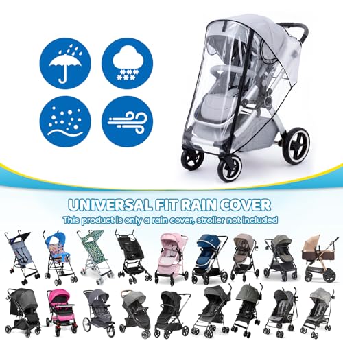 Miniatura 5 de Plastico Lluvia Silla Paseo Universal, Protector Lluvia Carro Bebe Universal, Puerta Enrollable De Cremallera Para Fácil Acceso, Eva De Calidad Alimentaria, Fácil De Instalar, Transpirable