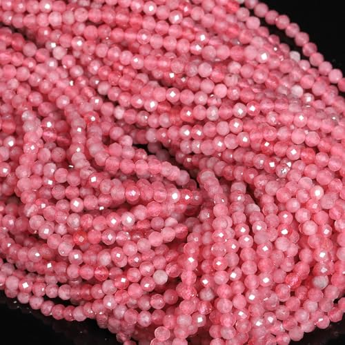 Song Xi 90pcs 4mm Natural Pink Tourmaline Gemstone Beads Faceted Round Loose Stone Beads for Jewelry Making (1 Strand)