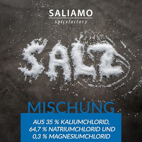 Saliamo | Kaliumsalz Mischung - 450 g - 35% Kaliumchlorid & 0,3% Magnesiumchlorid, Natriumarm - Kalium trägt zur Aufrechterhaltung eines normalen Blutdrucks bei