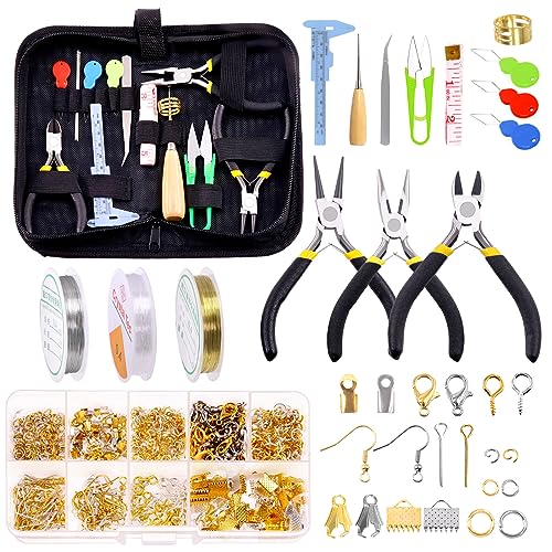 GLARKS 950 Pcs Jewelry Making Supplies Kit with Tools, Pliers, Wires, Findings, Measuring Tools for DIY Earring, Necklace Craft, Repair