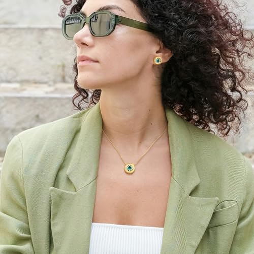 LEONIDS 14K Gold Moissanite or Lab-Grown Emerald Necklaces for Women | 925 Sterling Silver Snowflake Pendant Necklace with Hairline Detailing Non Tarnish | Birthday Jewelry Gifts for Her2