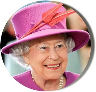 Gift Insanity Queen Elizabeth II Looking Radiant in Pink - 45mm Medium Magnet to mark death of HM Queen Elizabeth II 1926-2022, White