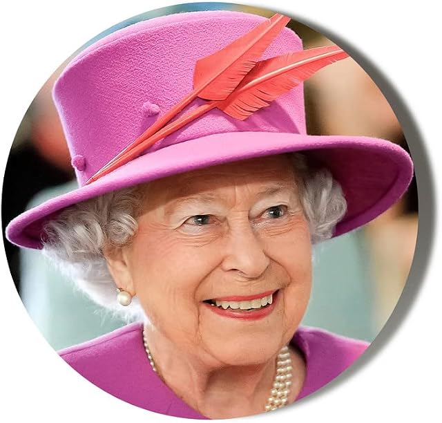 Gift Insanity Queen Elizabeth II Looking Radiant in Pink - 45mm Medium Magnet to mark death of HM Queen Elizabeth II 1926-2022, White