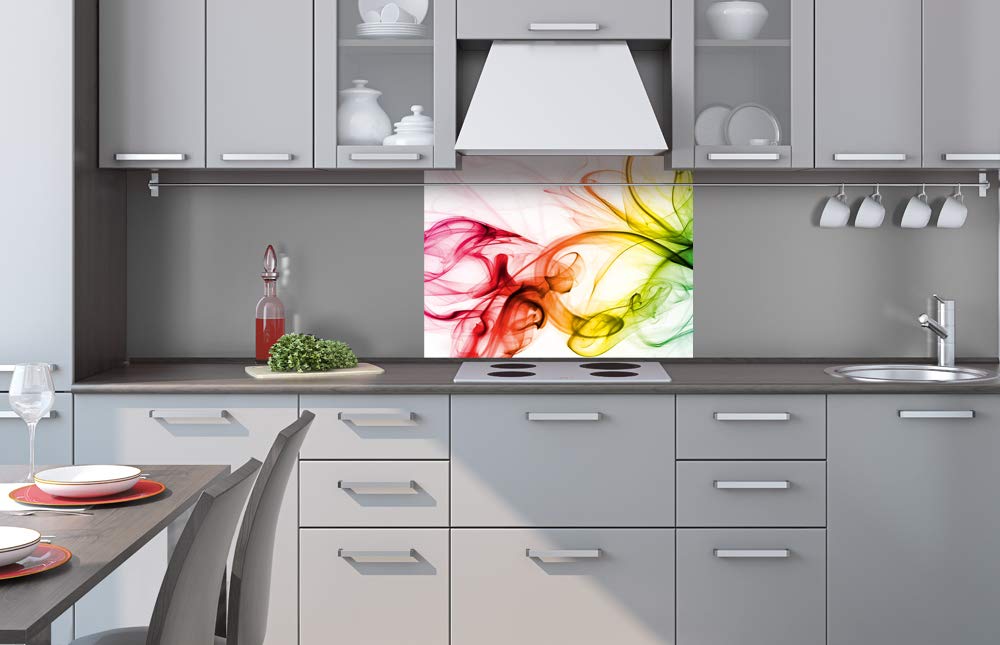 Dimex Revêtement mural en composite pour cuisine Fumée 80 x 60 cm | Protection anti-éclaboussures pour cuisine pour four & évier | Qualité supérieure, Alu Dibond, épaisseur 3 mm - Fabriqué dans l'UE
