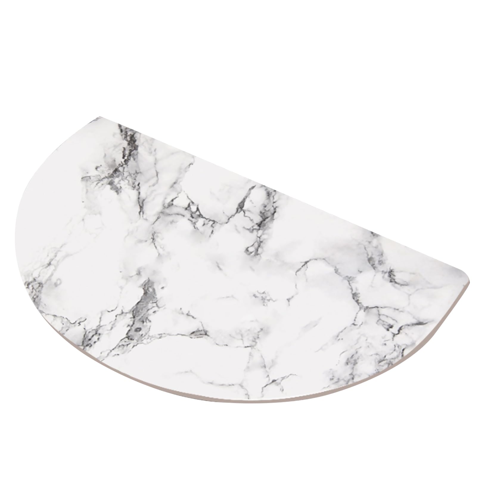 Beauenty Stone Bath Mat for Bathroom Dry Instant, Easy to Clean Bathmat with Antislip Rubber Mesh for Pool Bathtub Shower Room (White-Semicircle)