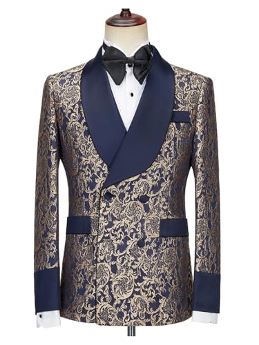2 Piece Dinner Paisley Tuxedo Suit Double Breasted Shawl Lapel Blazer Jacket with Belt Pants Sets for Wedding Prom2
