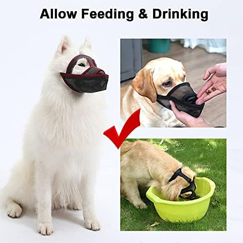 Mayerzon Dog Muzzle, Breathable Mesh Muzzle for Biting, Licking Wound and Unwanted Chewing, 6 Sizes for Small, Medium and Large Dogs, Able to Drink and Feed (S, Black-Red)