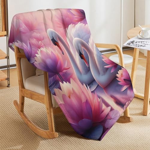 Manta de cisne para sofa y cama 100x130 cm de franela suave para las cuatro estaciones 5