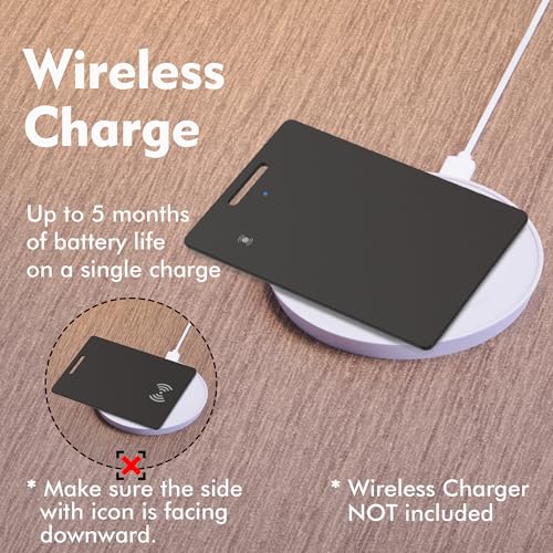 Wallet Tracker Card, iOS Only Bluetooth Tracker Card with Find My app, Rechargeable Smart Wallet Finder GPS Tracker, Keys Finder and Item Locator for Keys, Bags, Passports