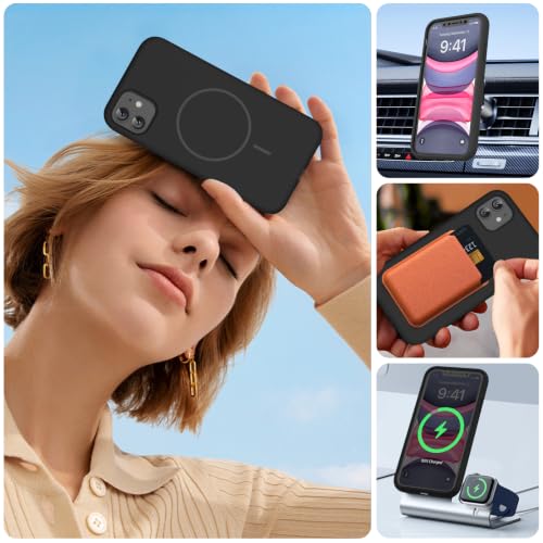 Image of Miracase Silicone & Magnetic for iPhone 11 Phone Case, Dark Black