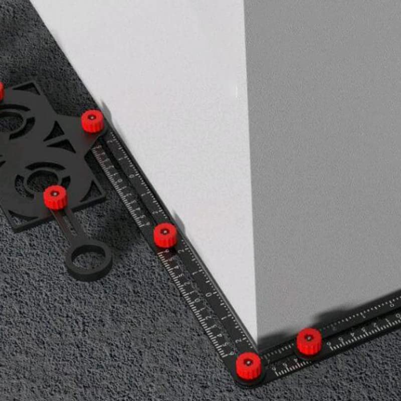 TOPWAY Righello di Misurazione Multi Angolo in Lega di Alluminio 12 Lati, Dima Angolare Strumento per Piastrelle con foro per Costruttori, Artigiani, Falegnami