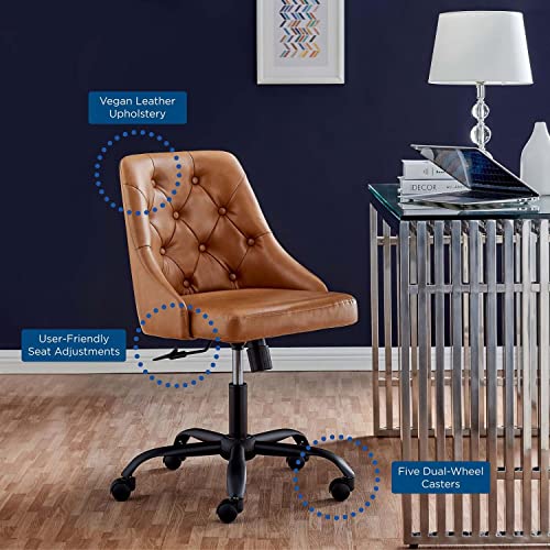 Modway Distinct Tufted Swivel Vegan Leather Office Chair, Black Tan #TOP2