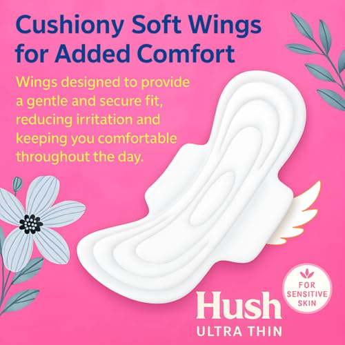 Image of Hush Ultrathin Sanitary Pads | 280mm | Super Absorption | Large Wings | Odour Lock | Comfortable & Long-Lasting Protection | Pack of 6 | XL | 36 Sanitary Pads