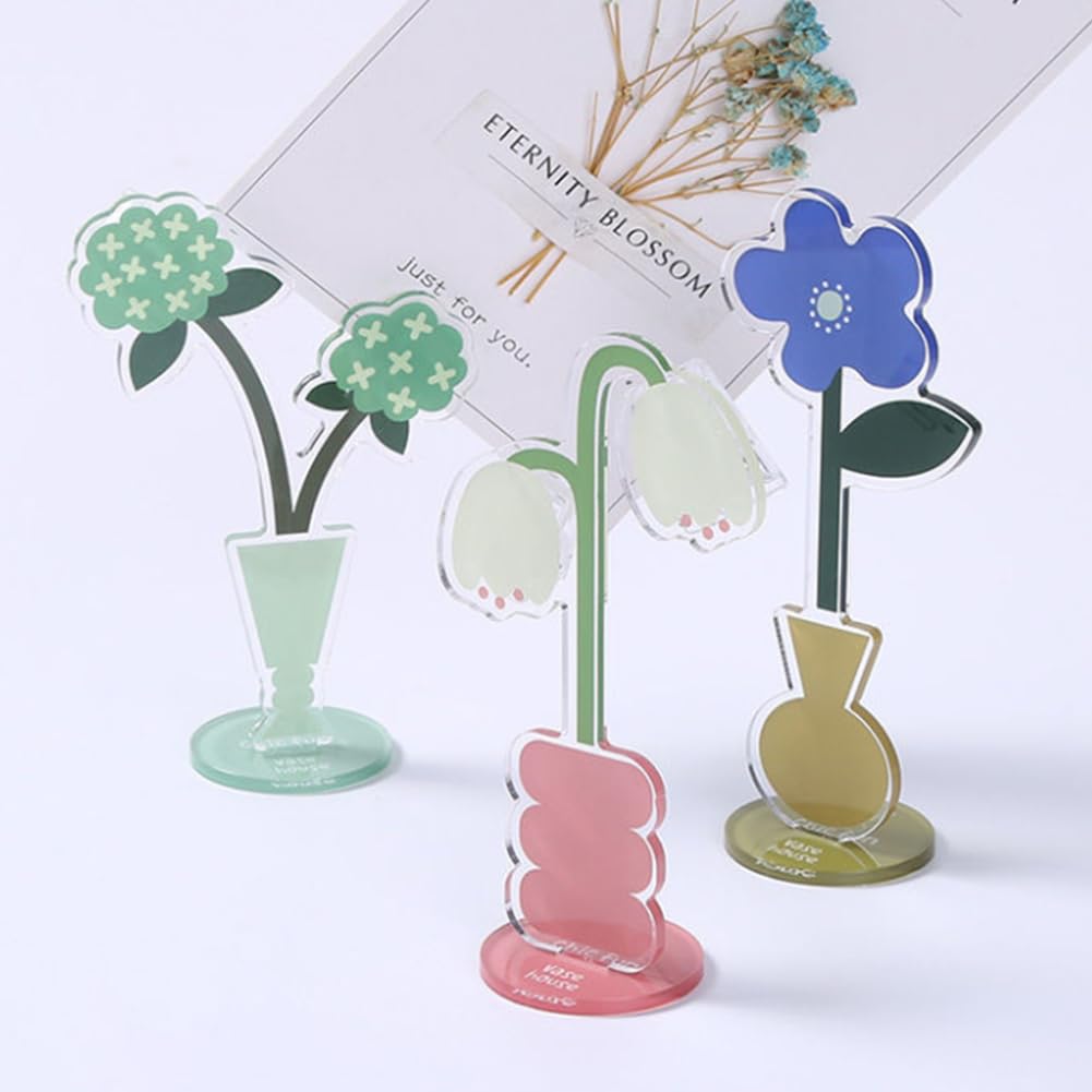 Koqye 4 Pcs Cute Flower Table Card Memo Holder Stand,Card Photo Clips Holder Desk - View #8
