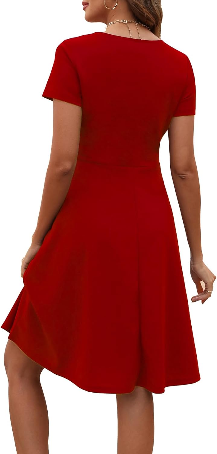 BARASA Women's Wear to Work Dresses Elegant Sweetheart Neck Short Sleeve Party A-Line Knee Length Dress D163 - Image 2