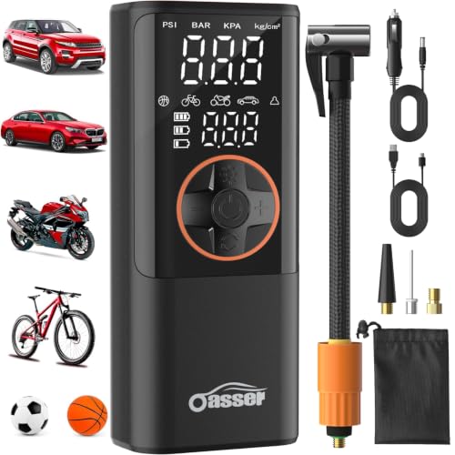 Oasser Elektrische Luftpumpe Dualer Anzeige 10,3 Bar Akku Fahrradpumpe – Ansicht 1