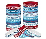 (24 Pcs) Dr Seuss Theme Birthday Party Favor, Back to School Rubber Wristbands Gift, Dr Seuss Party Silicone Wristbands, Rubber Wristbands, Dr Seuss Theme Party Theme Supplies Gift for Kids, Teens A12