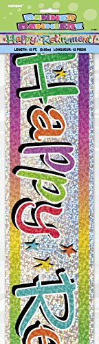 Multicolor Happy Retirement Prism Banner (3.6 meters) 1 Piece - Long-Lasting & Vibrant Party Celebration Decoration