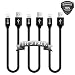 Lightning Cable 3 Pack 1FT Iophi iPhone Charging to USB Nylon Braided 2.4A High Speed Heavy Duty Aluminum Connector Charge Sync Cable for iPhone 7 / 7 Plus / 6 / 6s / 5 5s 5c SE / iPad / iPod - BLACK