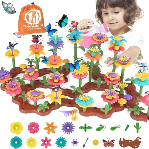 Juguetes Construcción, Tucorresi 272 Piezas de Juguetes de construcción de jardín, Juguetes de Flores de jardín para niñas, Juguetes educativos para niños y niñas, Regalos para...