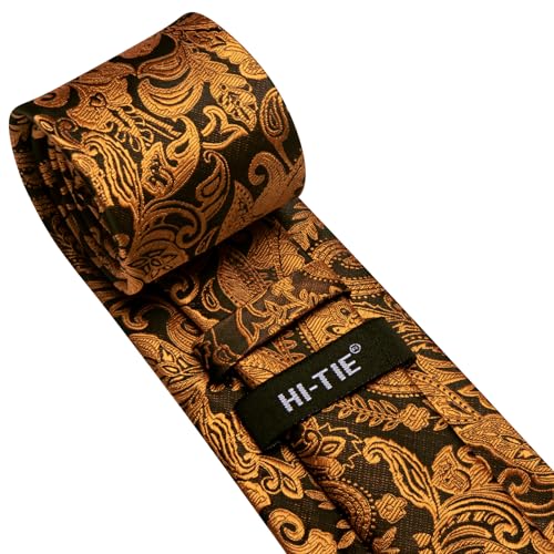 Image of Hi-Tie Men's Silk Ties Formal Woven Classic Necktie Pocket Square Cufflinks Lapel Pin Set Wedding Business